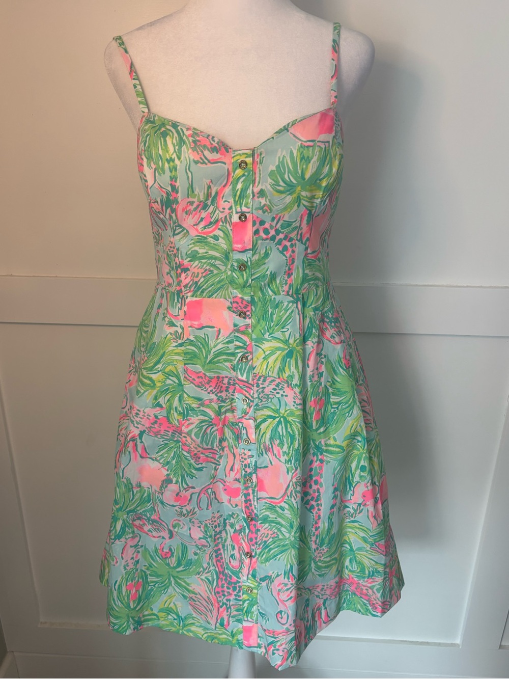 Lilly Pulitzer Easton Swing Dress Seasalt Blue On Parade size 2 NWOT